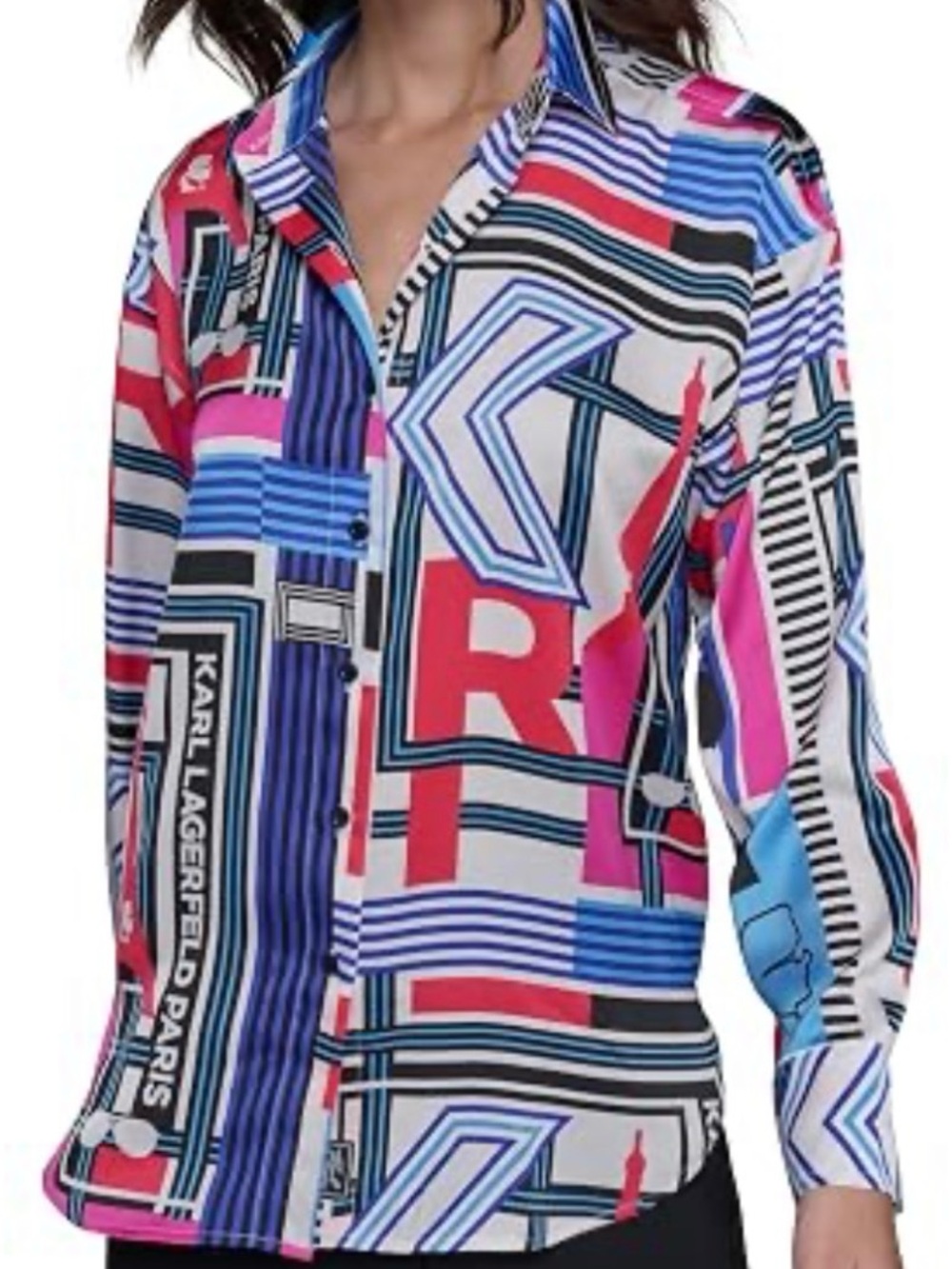 Karl Lagerfeld Kids' Graphic Button-Down Shirt in Multi